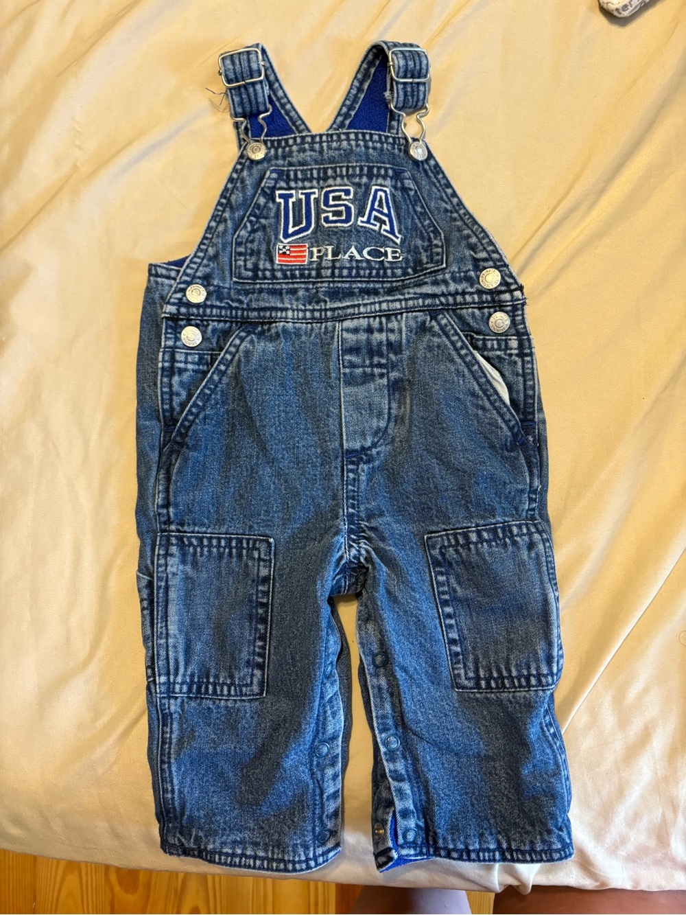 Place Denim USA Embroidered Blue Overalls